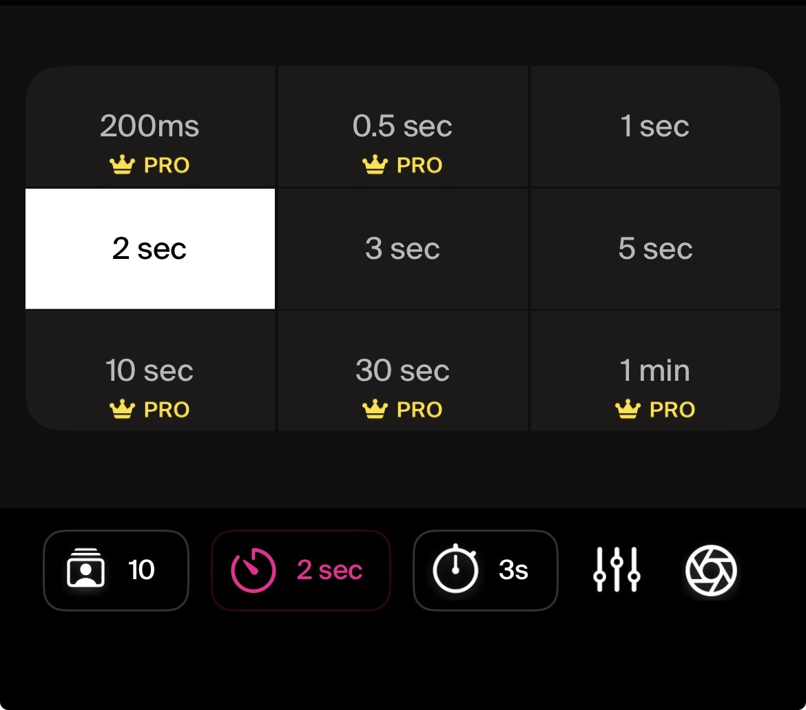 Select shooting interval in Lenspal